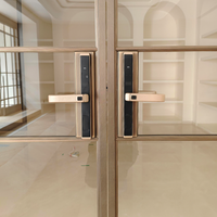Porte battante intérieure exclusive en verre trempé transparent noir mat, design exclusif, pour bureaux et hôtels haut de gamme