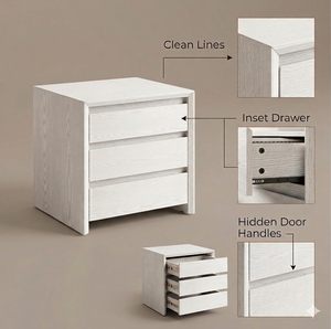 Table <span class=keywords><strong>de</strong></span> chevet avec 3 tiroirs, moderne avec un grand espace <span class=keywords><strong>de</strong></span> rangement, table <span class=keywords><strong>de</strong></span> chevet pour chambre à coucher - Product Image 6