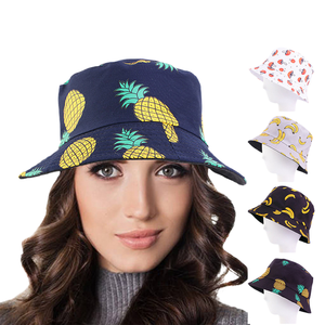 Buena calidad Juding 2020 la nueva mujer Primavera Verano al aire libre Sunbonnet Banana piña estampado <span class=keywords><strong>maceta</strong></span> plegable algodón pescador sombrero - Product Image 1