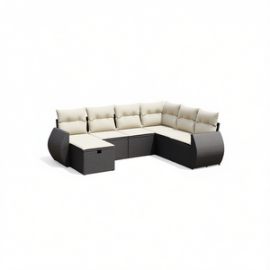 Conjunto de Sofá de Jardín de Ratán Sintético Negro con Cojines de Espuma de Alta Densidad, Muebles de Exterior Contemporáneos de Primera Calidad - Product Image 1