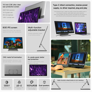 Diiwell 16 inch QHD 100% sRGB chơi game Dual <span class=keywords><strong>LCD</strong></span> hiển thị máy tính xách tay màn hình Extender Led C cho máy tính xách tay điện thoại di động máy tính xách tay màn hình - Product Image 4