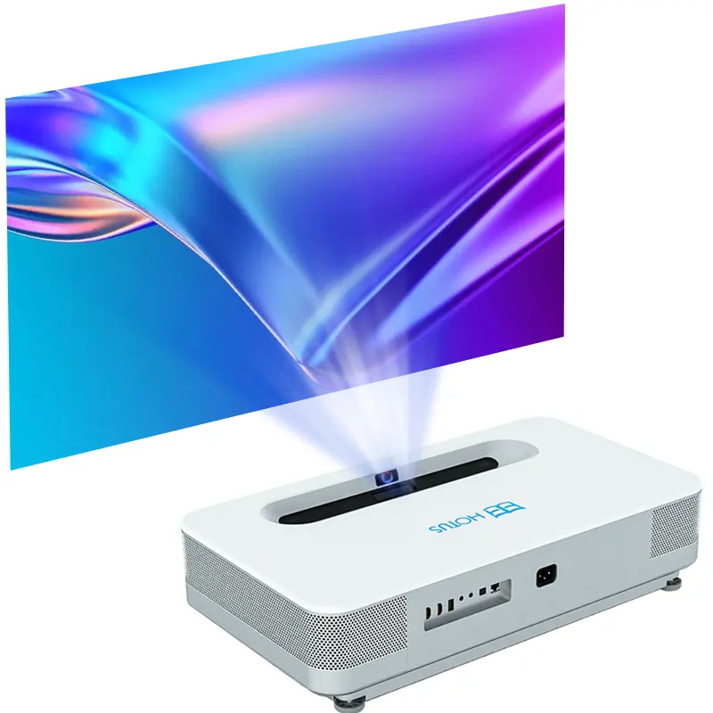 HOTUS TV Laser 4K dan Proyektor Dua Dalam Satu Penggunaan Rumah Presentasi Bisnis Pembuatan Sumber Proyektor Lemparan Ultra Pendek