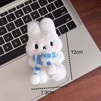 Pendentif de sac à dos et porte-clés en peluche Miffy le lapin, 12 cm, avec écharpe, en coton PP ultra doux, en forme de personnage de dessin animé mignon, pour machine à griffes, en promotion