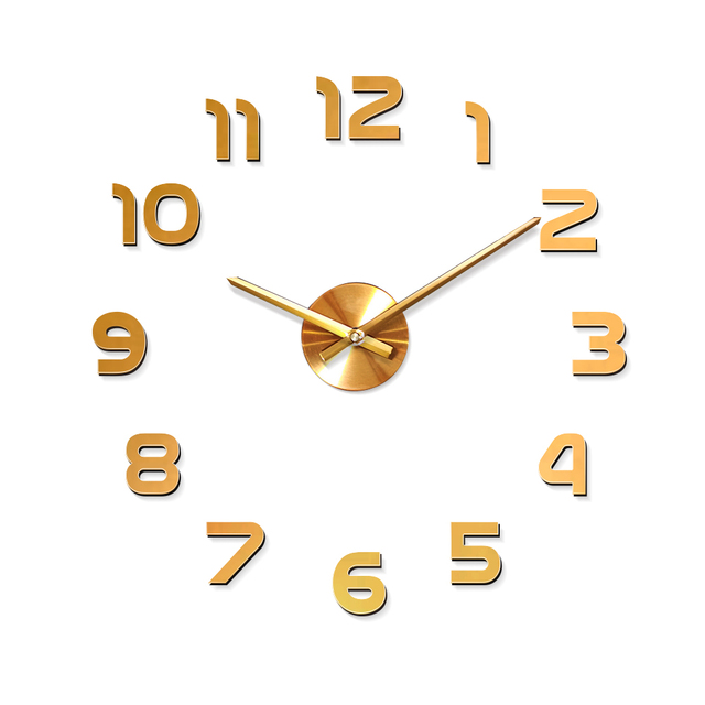 Home Decorative Wall Sticker 3D Frameless Digital DIY Wall Clock