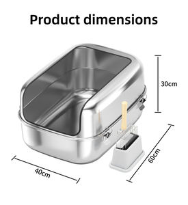 Caja de Arena para Gatos Moderna de Acero Inoxidable, Diseño <span class=keywords><strong>Abierto</strong></span>, Gran Capacidad, Fácil de Limpiar, para Inodoro de Gatos - Product Image 2