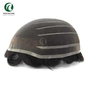 Postiche super fin en dentelle mono soudée pour hommes Postiche en cheveux humains indiens Postiche de remplacement pour hommes - Product Image 5