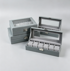 Caja de colección de relojes de cuero PU de lujo, estuche de almacenamiento para relojes de 6 compartimentos con tapa, caja de regalo con cerradura de metal segura para exhibir relojes - Product Image 6