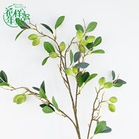 Kunstmatige olijfbladeren, 97 cm, met olijvenvruchten, takken voor vaas, tafeldecoratie, groen decor voor keukenpresentatie