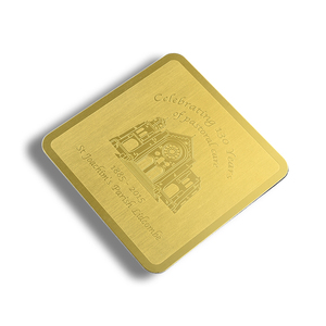Custom Logo Gold Square Embossed Metal Cup Beer Tea Coffee Drink Coasters