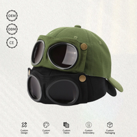 Casquette de baseball avec lunettes de soleil aviateur intégrées, 6 panneaux, logo personnalisé, multicolore, casquette pilote, directement de l'usine