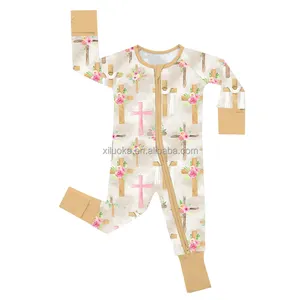 Custom Pasgeboren Baby Baby Biologische 95% Bamboe 5% Spandex Onesie Rompertjes Kleding Peuter Kind Pyjama Nachtkleding Voor Baby