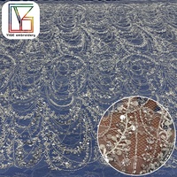 Tissu de Robe de Mariée de Luxe Français en Dentelle Blanche Brodé de Perles et de Paillettes pour Robe de Mariée