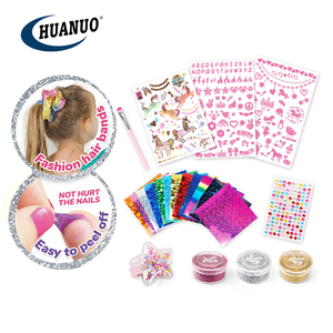 HUANUO, juguete <span class=keywords><strong>para</strong></span> niñas, <span class=keywords><strong>kit</strong></span> de tatuaje colorido DIY con pinza <span class=keywords><strong>para</strong></span> el pelo, pegatina <span class=keywords><strong>para</strong></span> uñas, juego de regalo <span class=keywords><strong>para</strong></span> juguete de fiesta - Product Image 1