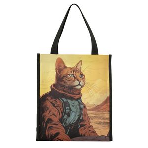 Bolsa de almuerzo con estampado digital de gatos, bolso de mano rectangular, bolso de hombro con patrón de animales del desierto para uso diario - Product Image 1