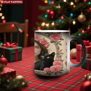 Mug fantaisie noir givré 11oz en céramique, tasse activée par la chaleur pour les magasins de détail - Product Image 2