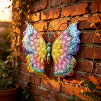 Nouveauté : Art mural en métal fait main, papillon fantaisiste, pour patio, clôture, art extérieur