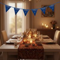 Guirlande de fanions triangulaires en papier blanc pliable pour la fête, la célébration, l'Aïd Moubarak, le Ramadan, la décoration de l'Aïd, les fournitures de fête