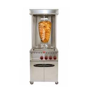 2025 verticale automatique commerciale avec armoire Shawarma <span class=keywords><strong>Gril</strong></span> BBQ <span class=keywords><strong>Kebab</strong></span> Machine en acier inoxydable 4 brûleurs gaz Shawarma Machine - Product Image 1