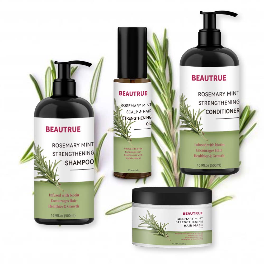 Vente en gros des meilleurs soins au romarin naturel personnalisés ensemble shampooing et après-shampooing masque capillaire huile de croissance marque privée soins capillaires au romarin