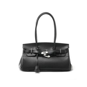 Sac fourre-tout en cuir pleine fleur, sac à bandoulière structuré avec fermeture à cadenas, sac à main en cuir <span class=keywords><strong>de</strong></span> vache véritable, grande capacité pour le bureau et le travail - Product Image 4