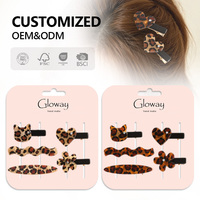 Lot de pinces à cheveux professionnelles motif léopard, ornées de strass, en forme de fleur et de cœur, style français, épingles latérales pour un coiffage tendance et stylé, vente en gros