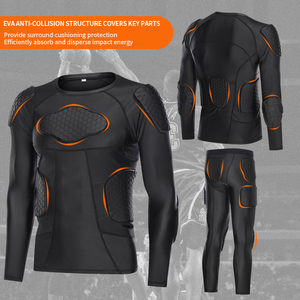 Chemise de Compression rembourrée avec logo personnalisé, pantalon de protection contre les éruptions cutanées, équipement de protection, ensembles de compression rembourrés, chemise et short - Product Image 5