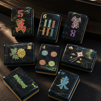 Tuiles de Mahjong américaines, 160 tuiles, série Pop à contraste audacieux, acrylique 3 couches, tuiles de Mahjong motif galaxie marine et tourbillon doré
