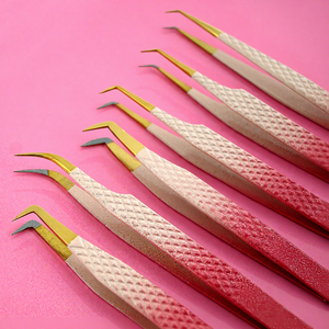 Pink Stainless Steel Eyelash Extension Tweezers Super Hard Isolation High Precision Anti-Static Pointed Fiber Tips - Product Image 1