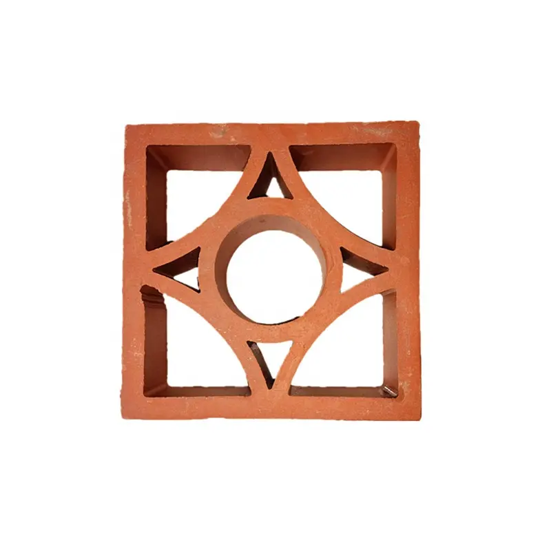 Natural red clay terracotta hollow blocks bricks used for wall cladding wind brick size 200X200X50 mm China Made