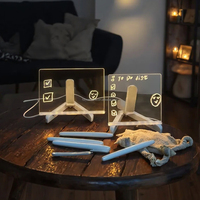 Tablero de borrado en seco acrílico luminiscente LED, Mini Soporte redondo para bolígrafo, tablero de mensajes con Bloc de notas iluminado para uso en el escritorio del hogar