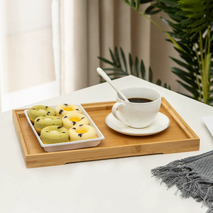 Plateau de service rectangulaire en bambou pour thé, café, collations, cuisine, maison 22x14cm 28x19cm 33x22cm 37x26cm 41x29cm 44x32cm - Product Image 1