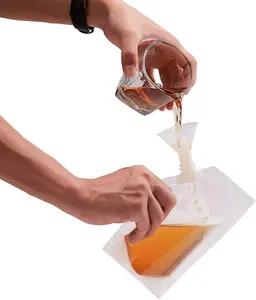 Bolsas desechables de plástico para bebidas para adultos, bolsa con impresión de logotipo personalizable, transparente, con boquilla