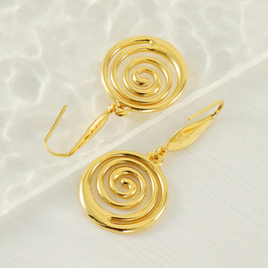 ZOGXIN Geometric Spiral Drop Earrings Gold Plated 18K Stainless Steel For Women Party Jewelry - Product Image 3