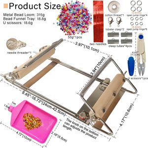 Kit de métier à <span class=keywords><strong>perles</strong></span> réglable en acier inoxydable Hobbyworker, ensemble de métier à <span class=keywords><strong>tisser</strong></span> <span class=keywords><strong>pour</strong></span> la fabrication de bijoux DIY (bracelets, colliers) avec outils - Product Image 4