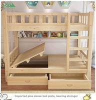 Lit superposé extensible Wayon en pin massif moderne avec tiroirs de rangement en MDF, design sculpté à la main, gain de place, respectueux de l'environnement
