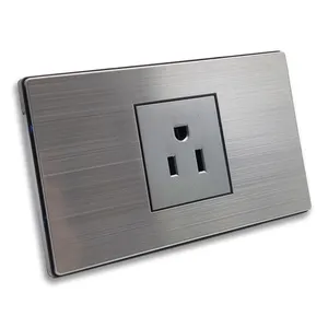 10-16A 110-250V High Quality Stainless Steel Power Single Socket 3 Pins Wall Socket US Standard