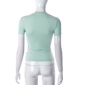 Maglietta a buon mercato Street Wear in poliestere con LOGO fatto da te estivo da <span class=keywords><strong>donna</strong></span> con stampa personalizzata in bianco e traspirante magliette bianche di base - Product Image 6