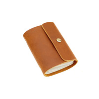 Dompet Kartu Kulit Asli Crazy Horse Full Grain dengan Resleting, Tempat Penyimpanan Kartu dan Paspor dari Kulit Asli