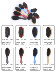 Brosse à ondulations à angle incurvé à 360°, moyennement dure, en nylon renforcé et poils de sanglier, avec manche en <span class=keywords><strong>bois</strong></span>, <span class=keywords><strong>pour</strong></span> extensions capillaires et séchage - Product Image 2