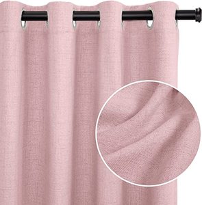 Cortinas 100% Opacas de Lino Rosa Puro para Sala de Estar y Dormitorios - Product Image 1