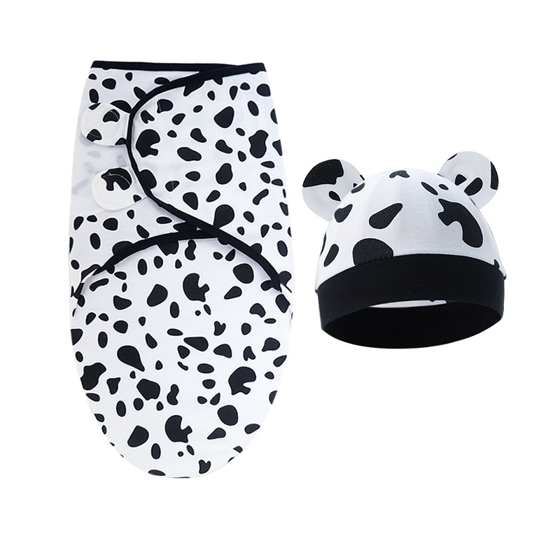 Black spots-swaddle blanket + hat