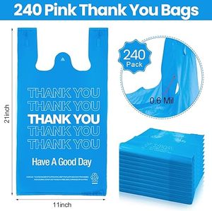 Bolsas de Plástico Azules con Asas para Colgar en la Mano, Desechables, para Uso Comercial y Compras, con la Inscripción 'Thank You' - Product Image 2