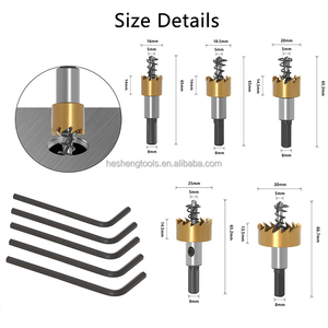 Juego de brocas de sierra para perforación de placas de aluminio y <span class=keywords><strong>hierro</strong></span>, 16-30mm, HSS, revestimiento de titanio, 5 unidades - Product Image 4