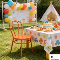 Chaise d'hôtel en fer à double anneau au design moderne pour enfants, chaise en métal durable pour événements et fêtes d'anniversaire