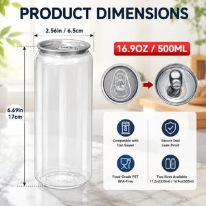 กระป๋องพลาสติก PET ฝาเปิดง่ายสำหรับน้ำผลไม้และเครื่องดื่มโซดา - Product Image 2