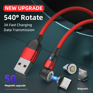 Cargador magnético giratorio en stock al por mayor, cable de carga rápida 3 en 1 en forma de L y cable de datos USB recto 3A para Android tipo <span class=keywords><strong>C</strong></span> - Product Image 2