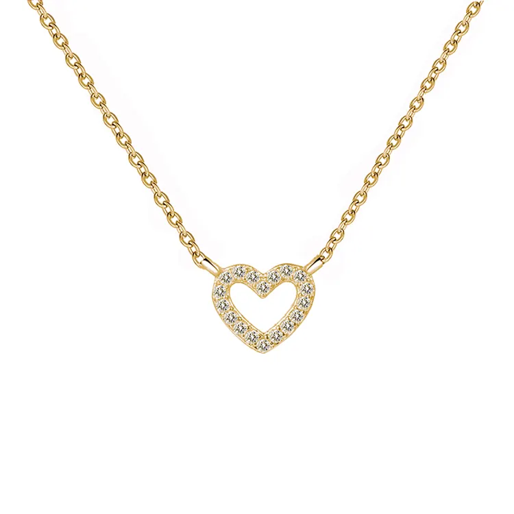 14 Karat vergoldete Halskette Zirkon Herz Halskette für Frauen