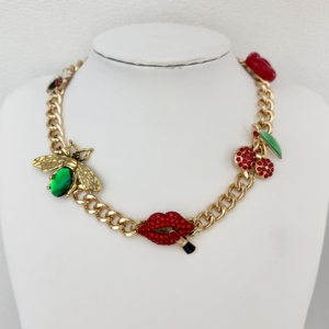 טרנד אופנה חדשה, שרשרת קוביה, שרשרת קסם דובדבן שרשרת זהב גושי טון זהב גושי רב-תליון תכשיטים - Product Image 4