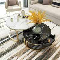 Table Basse Ronde Moderne en Marbre de Haute Qualité, Meuble de Salon avec Panneau en Pierre, Meilleure Vente pour Usage Domestique