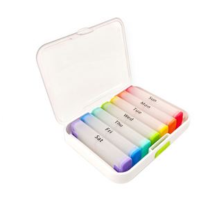 กล่องยาแบบพกพา 7 วัน สีรุ้ง วัสดุพลาสติก ปรับแต่งได้ 14 ช่อง - Product Image 1